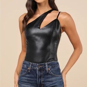 Lulu's Black Asymmetrical Bodysuit